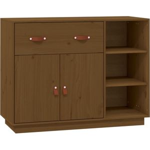 vidaXL - Dressoir - 98,5x40x75 - cm - massief - grenenhout - honingbruin