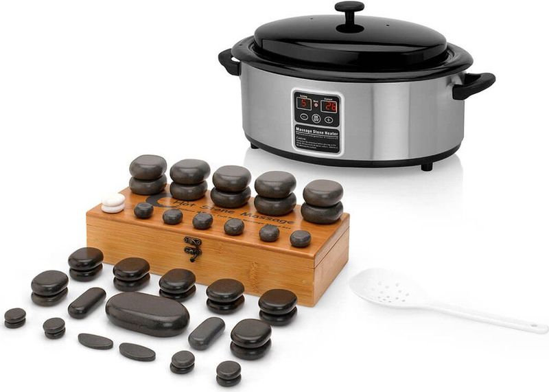 ZenGrowth - Hotstoneset - 45 Hotstones - 6 Liter Hotstone Heater - Elektronisch Display - Digitale Temperatuurregeling
