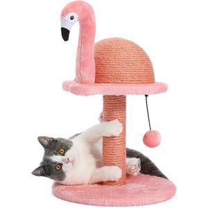 NewWave® - Katten Krabpaal Flamingo Roze - Dier Vormige Kat Krabpaal - Met Sisal Touw - Kattenspeeltje - 32x32x48cm
