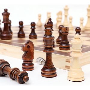 Houten Schaakbord met Schaakstukken - Schaakspel 39x39 CM - Opklapbaar Schaken | Geschikt voor alle leeftijden en aantal spelers