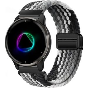 Nylon Gevlochten band voor Garmin Venu 2 Plus, 20mm Elastische Band voor Garmin Vivoactive 5/Garmin Venu Sq/Venu Sq 2/Sq 2 Music/Vivoactive 3/Garmin Venu/Vivomove HR/Forerunner 55 245 645