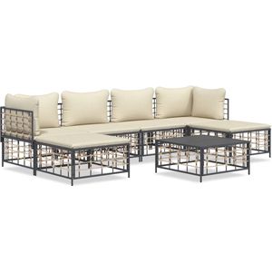 vidaXL Loungeset - 7-delig - Antraciet - Poly Rattan Hoekbank - Lounge Set - Buitentuin - Tuinset - Antraciet - Kunststof - Wicker - Aluminium - Relaxen