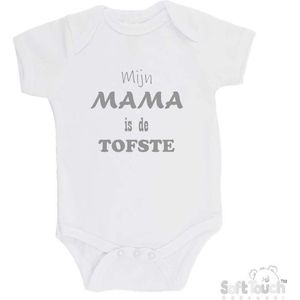 100% katoenen Romper ""Mijn Mama is de TOFSTE"" Moeder Moederdag Unisex Katoen Wit/grijs Maat 68/74