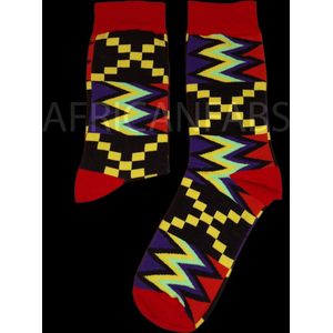 Afrikaanse sokken / Afro sokken / Kente sokken - Zwart / Rood / Paars - Afrika print kousen / Vrolijke sokken