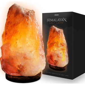 MikaMax Himalaya Zoutlamp - Zoutsteen Tafellamp - Salt Lamp met Dimlicht - Gemaakt van Massief Kristalzout - Inclusief Snoer met Schakelaar - 2.3 tot 3.5kg - 19 cm