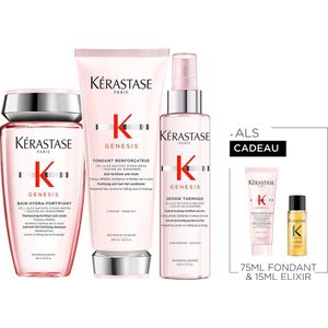 Kérastase Genesis Trio + 2 Cadeau's - Shampoo 250ml, Conditioner 200ml & Hittebeschermende Spray 150ml + Conditioner 75ml & Elixir Ultime Oil 15ml Cadeau – Anti haaruitval