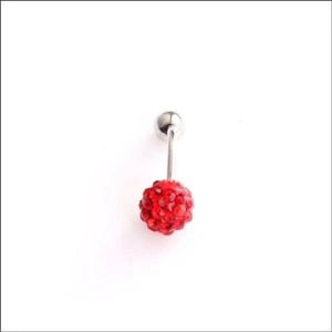 Rode Kristal Stalen Navelpiercing zilverkleur