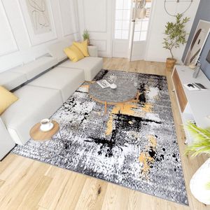 Modern Vloerkleed 160x230cm - Kurzpolig Tapijt voor Woonkamer, Slaapkamer en Eetkamer - Grijs Geel met Moderne Patroon - Duurzaam en Ondersteund door OEKO-TEX