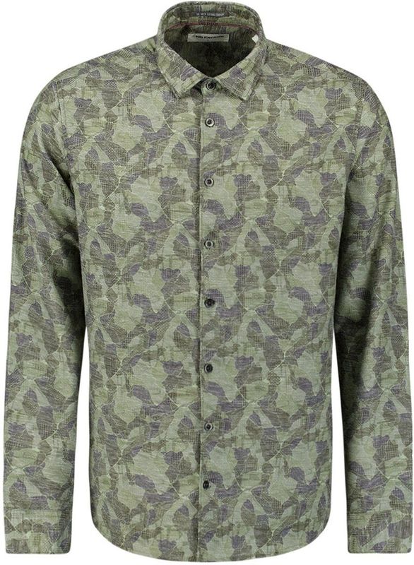Casual Shirt - Khaki - 92% Polyester - 8% Viscose - Lange Mouw - Normale Pasvorm