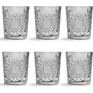 Libbey Drinkglas Hobstar - Grijs - 355 ml / 35,5 cl - 6 stuks - vintage design - vaatwasserbestendig - hoge kwaliteit