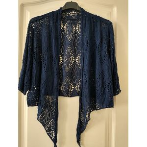 Dames vest Resa effen navy donkerblauw bolero model XL/XXL curvy mode