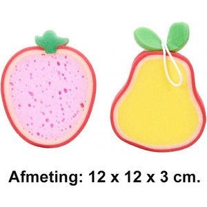 NTB Bad- en Douchespons - Medium - Aardbei + Peer - Afmeting: 12 x 12 x 3 cm.