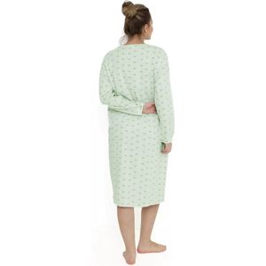 Cocodream dames nachthemd lange mouw - Katoen - Leli - XXL - Groen