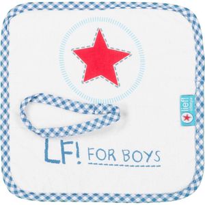 Lief ! - LF! For Boys - Speendoekje/ knuffeldoekje - Wit met blauw - 23 x 23 CM