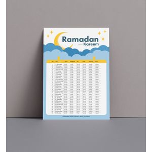 Ramadan kalender | Fotofabriek Ramadan 2024 A5 | Ramadan Mubarak | Ramadan planner | Ramadan gebedskalender | Baby Blauw