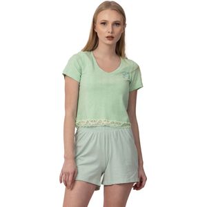 VANILLA - Flower dames pyjama - Pyjamasets - Egyptisch katoen - PJ8916 - Groen - S