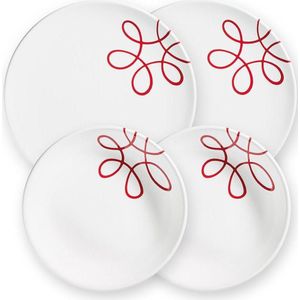 Serviesset diner voor twee Pure Dizzy Rood - Gmundner Keramik - met gratis servetten
