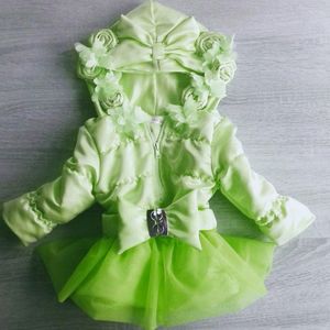 Maat 116 Zomerjas Fel Groen voor baby en kind Jas met tulle en bloemetjes
