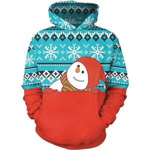 Kinder Kersttrui met Kap, Lange Mouwen en Zakjes, Unisex Hoodie, 6-14 Jaar