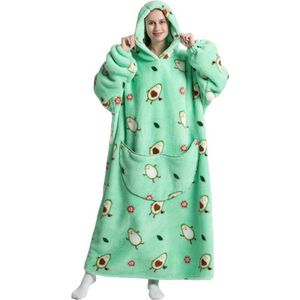 Livano Hoodie Deken Met Mouwen - Onesie - Fleece Blanket - Dames - Heren - Kinderen - Plaid - Knuffeldeken - Extra Zacht - Avocado