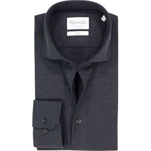 Michaelis - Slim Fit - Overhemd - Antracietgrijs Melange - Strijkvriendelijk