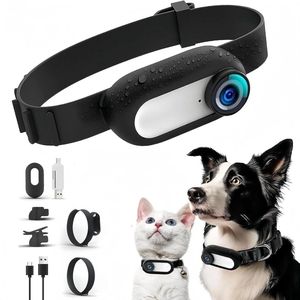 170° Groothoek Halsbandcamera voor Huisdieren met 096 Inch LCD-scherm - Video-opname Wit .