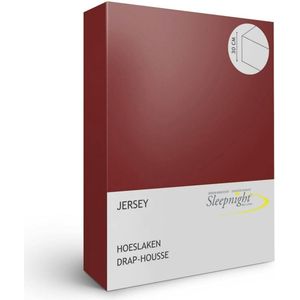 Sleepnight Hoeslaken - Jersey - (hoekhoogte 30 cm ) bordeaux - 160 x 200 cm - Lits-jumeaux Strijkvrij - Geschikt voor Standaard Matras/Boxspring/Matras + Topper - 639903-B 160 x L 200 cm