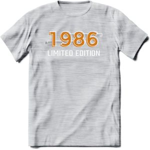 1986 Limited Edition T-Shirt | Goud - Zilver | Grappig Verjaardag en Feest Cadeau Shirt | Dames - Heren - Unisex | Tshirt Kleding Kado | - Licht Grijs - Gemaleerd - L