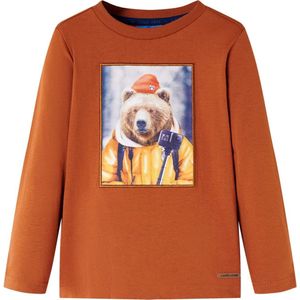 vidaXL - Kindershirt - met - lange - mouwen - 116 - oranjebruin