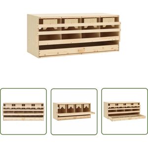 The Living Store Kippenlegkast 4 compartimenten 106x40x45 cm massief grenenhout - Kippen Legkast - Kippenhok - Kippen Accessoires - Kippenleghout - Broed Machine
