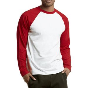 2 Pack Vanilla Heren Baseballshirt met lange mouwen (Rood/Wit) L
