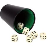 Dobbelbeker van imitatieleer in zwart met groen flanel binnenwerk - Geschikt voor poker - 9 cm