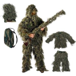Kinderghillie pak voor outdoor camouflageactiviteiten - Unisex leger vechtkleding - 3D ademend jungle pak voor kinderen - Geschikt voor jacht, schieten, wild fotografie en Halloween - Comfortabel en duurzaam - Verkrijgbaar in diverse maten