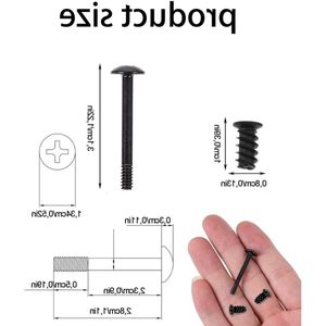 Kit met 100 schroeven voor computerbehuizing - zwart - lange en korte schroeven - ventilatorbevestiging