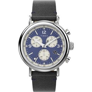 Timex Standard Chrono TW2V71100 Horloge - Leer - Zwart - Ø 40 mm