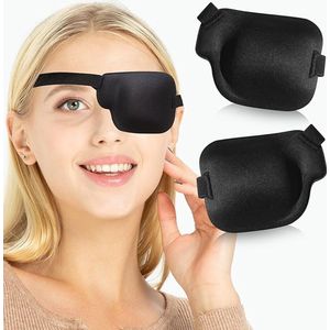 2 Stuks - Oogmasker - linkeroog - oogplekken voor volwassenen - Comfortabel oogmasker voor dagelijks gebruik - zwart - 10*7.7cm - Mannen & Vrouwen - Oog Masker - polyester