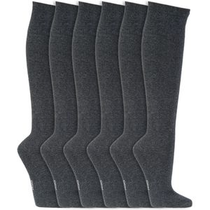 Kniekousen | Elastiek vrije boord | Kleur: Antraciet | Maat: Diverse maten | 6 paar