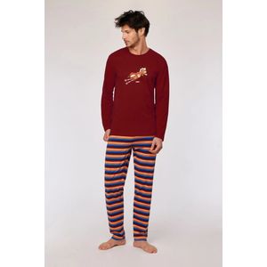 Woody pyjama jongens/heren - donkerrood - pony - 252-10-PLS-S/495 - maat L