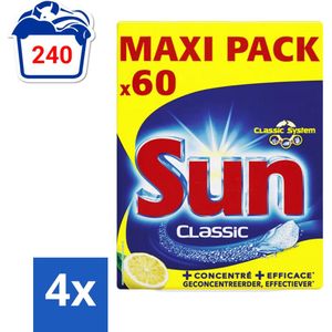 Sun Classic - Vaatwastabletten - Maxi Pack - Citroen - 60 Tabletten - Voordeelverpakking - 4 stuks