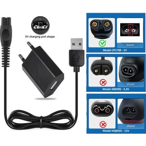 Philips - CP1788 - Vervangende Adapter met USB-kabel - 5V 1A - 1m - Geschikt voor OneBlade en Trimmers