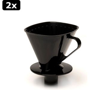 2x Koffiefilter met tuit zwart