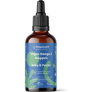 VitaminFit Vegan Omega 3 Baby Druppels - 100% Natuurlijk & Plantaardig - 50 ML - Rijk aan DHA en EPA - Vloeibaar - Visvrij! - Speciaal voor baby's