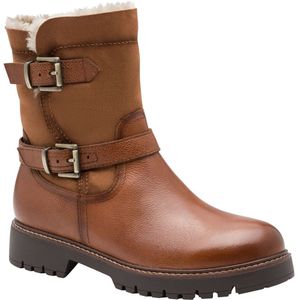 Tamaris - Biker Enkellaarsjes - Cognac Bruin - Leren - Met Gesp en Rits