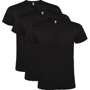 3 Pack Roly T-Shirt 100% katoen, single jersey, 150 gsm Ronde hals Zwart Maat S