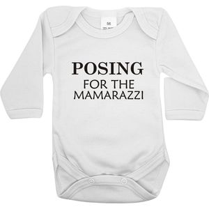 Romper Posing for the Mamarazzi - Lange mouw wit - Maat 80