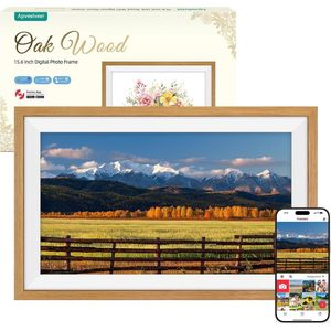 Digitale Fotolijst 15.6 Inch Met WiFi, 32GB Geheugen, 1920 * 1080 FHD Touchscreen, Auto-Rotate, Delen van Foto's en Video's