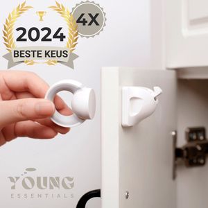 Young Essentials - Kinderslot Kastjes - Magnetisch - 4 Stuks - Wit - Kinderbeveiliging Voor Kasten - Kinderslot Kast - Baby veiligheid - Magneetsloten Kinderbeveiliging - Kinderbeveiliging Voor Keukenkastjes - Magneetslot Kinderveiligheid
