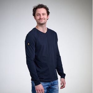 LIGER Long Sleeve dark navy, Limited Edition van 360 stuks maat S - 100% Organic katoen - V hals