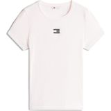 Tommy Jeans T-shirt Tjw Slim Badge Rib Dw0dw17881 Ybh Ancient White Dames Maat - XXS