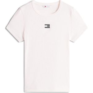 Tommy Jeans T-shirt Tjw Slim Badge Rib Dw0dw17881 Ybh Ancient White Dames Maat - XXS